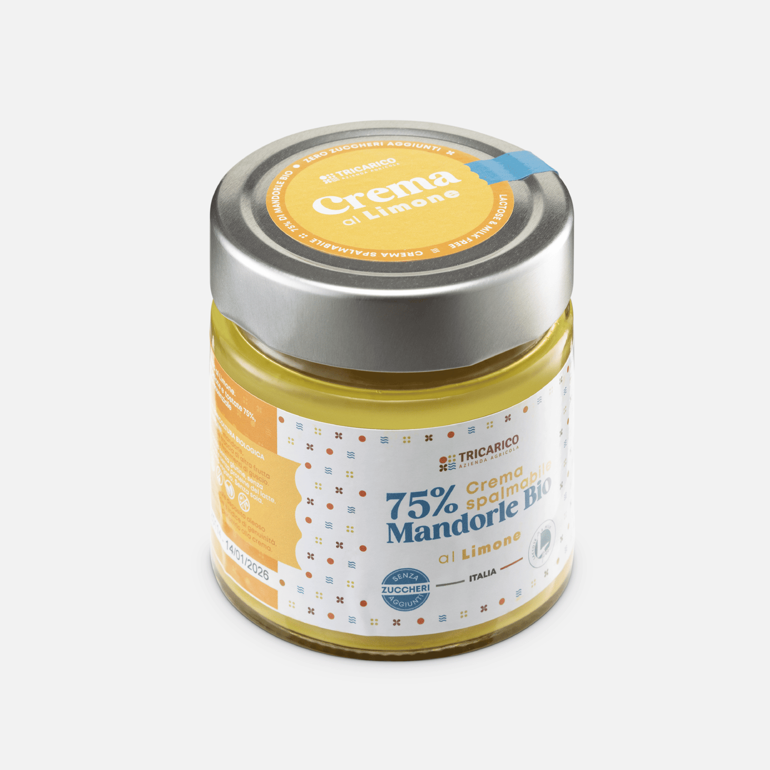 Crema di Mandorle Bio 75% al Limone – Senza zuccheri aggiunti