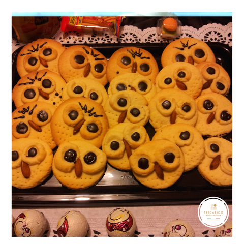 biscottini con farina di mandorle gufetti