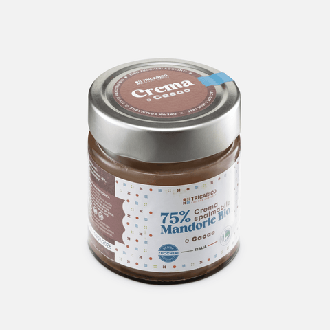 Dettaglio di Crema di Mandorle Bio 75% al Cacao – Senza zuccheri aggiunti