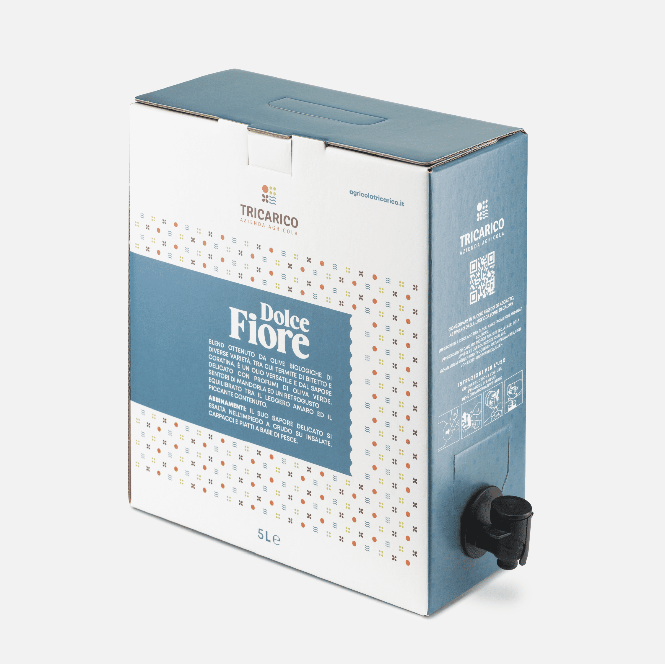 Huile d'olive extra vierge biologique Dolce Fiore en boîte