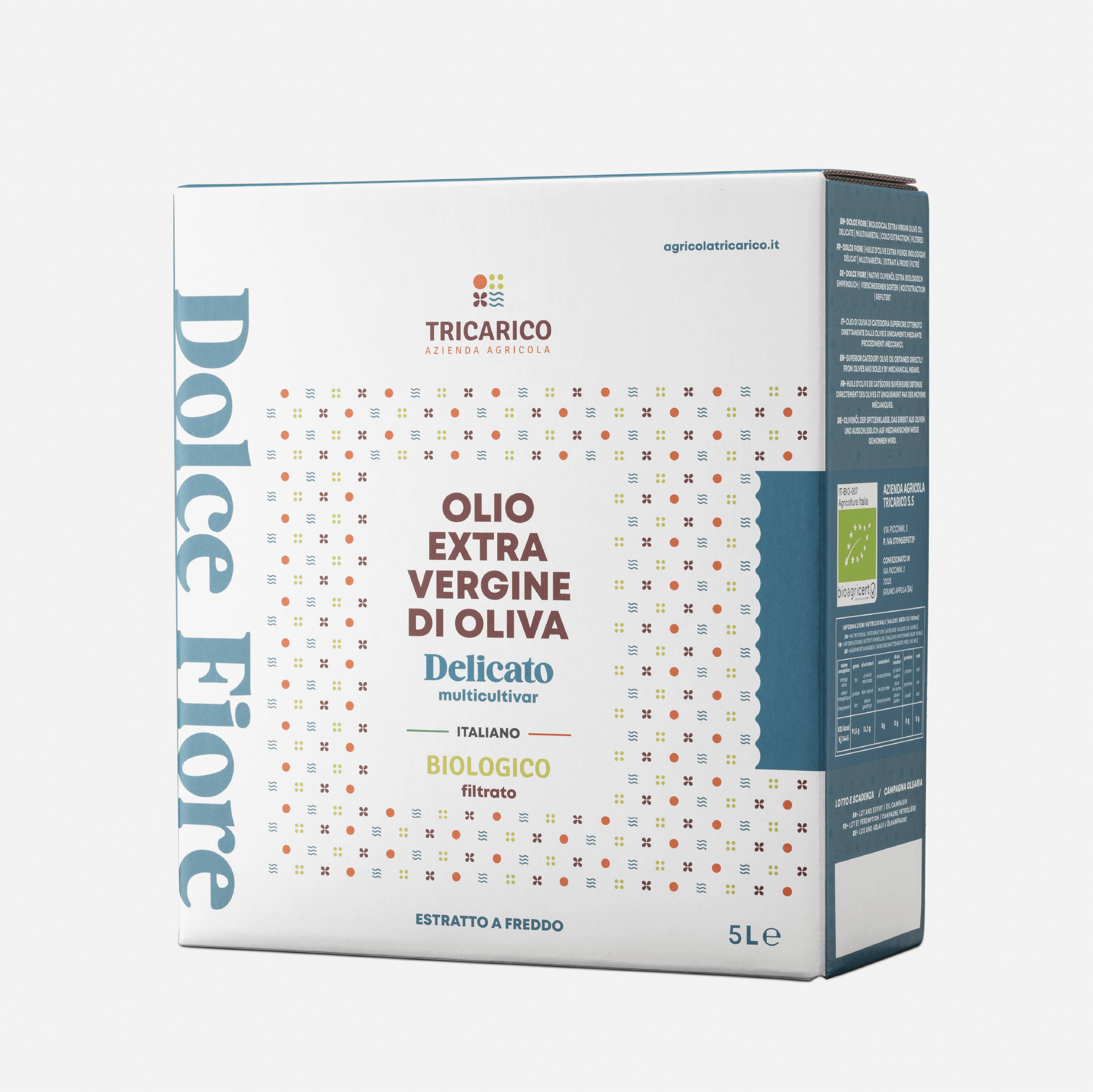 Huile d'olive extra vierge biologique Dolce Fiore en boîte