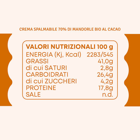 Dettaglio di Crema di Mandorle Bio 70% al Cacao