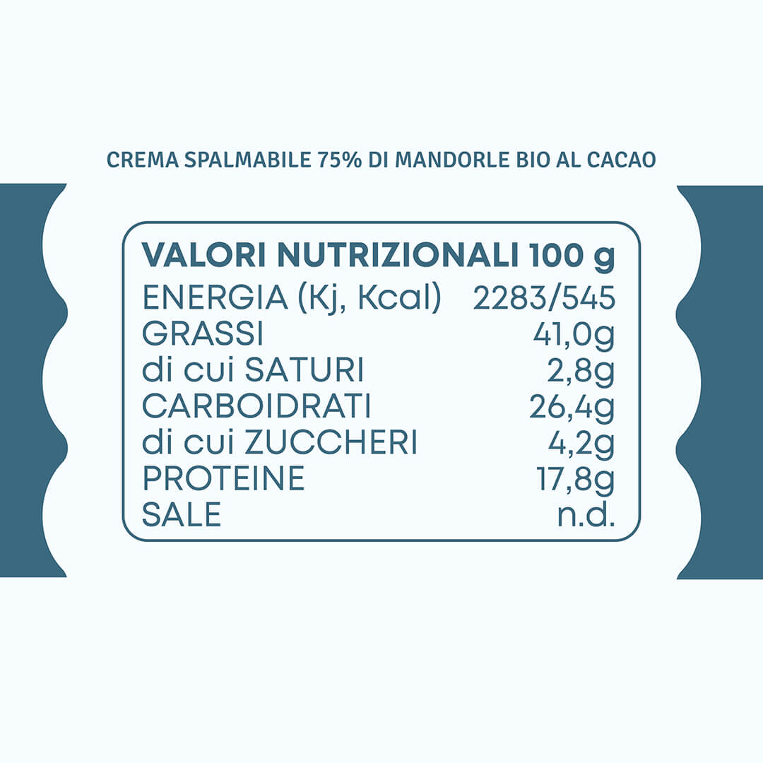 Crema di Mandorle Bio 75% al Cacao – Senza zuccheri aggiunti